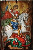 Ръчно рисувана икона на Свети Георги (Рустикален стил)