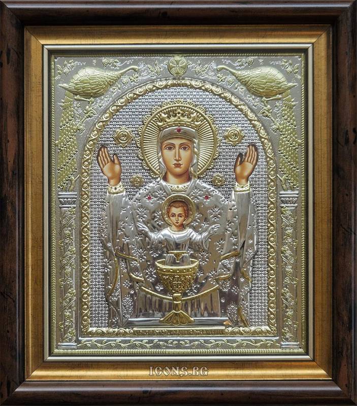 Сребърна икона Богородица „Неупиваема чаша“